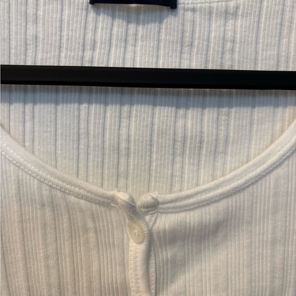 Brandy Melville White Ribbed Button-Down Shirt - Picture 4 of 4